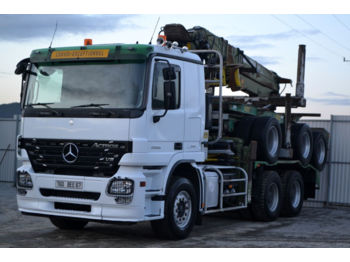 Mercedes-Benz Actros 2655 Holztransporter + KRAN + Anhänger  - Trailer kehutanan