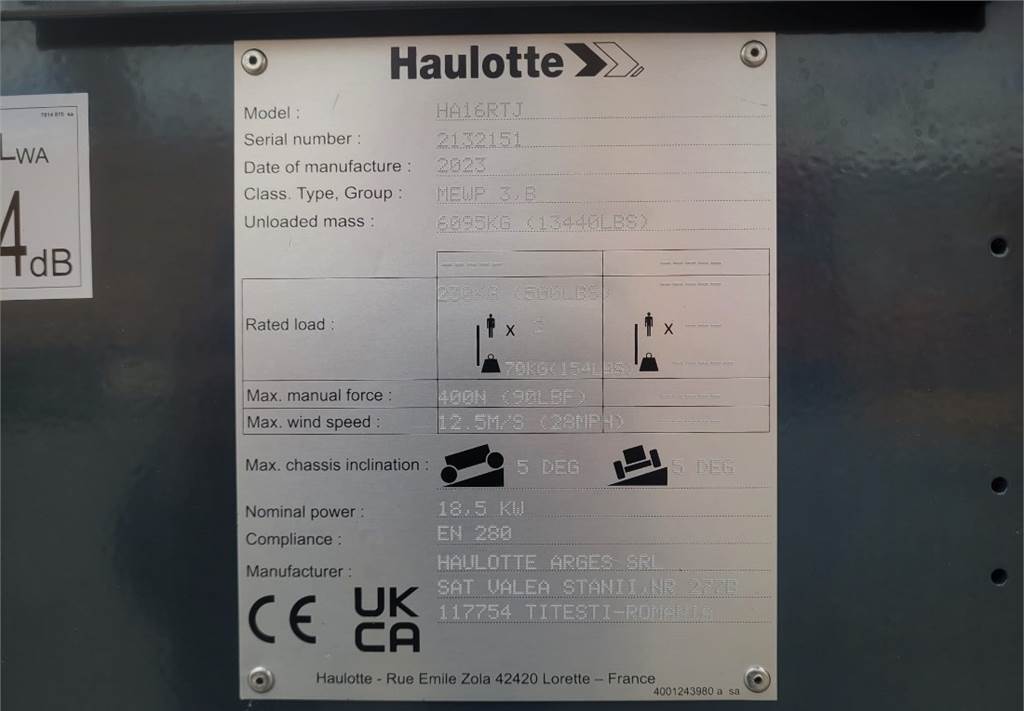 Boom artikulasi Haulotte HA16RTJ Valid Inspection, *Guarantee! Diesel, 4x4x: gambar 6