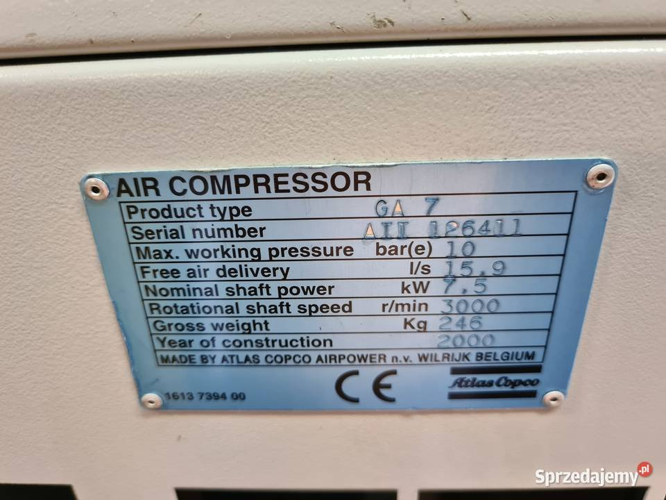 Kompresor udara Kompresor śrubowy ATLAS COPCO GA7 7,5 kw: gambar 4