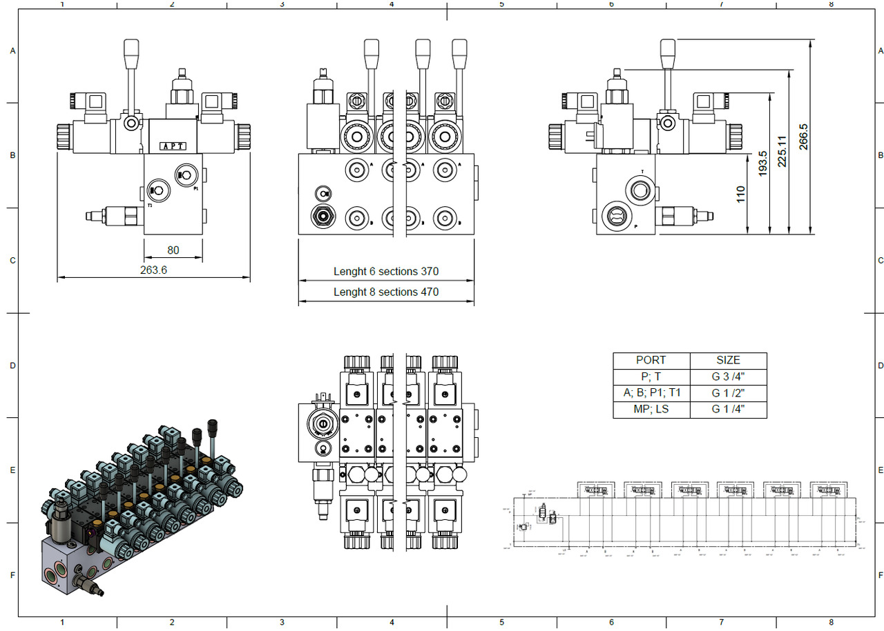 Peralatan konstruksi Proportional Valve Cetop valve 6 functions 16GPM 60 l/min + Scanreco G2B Radio Remote and manual operation: gambar 7