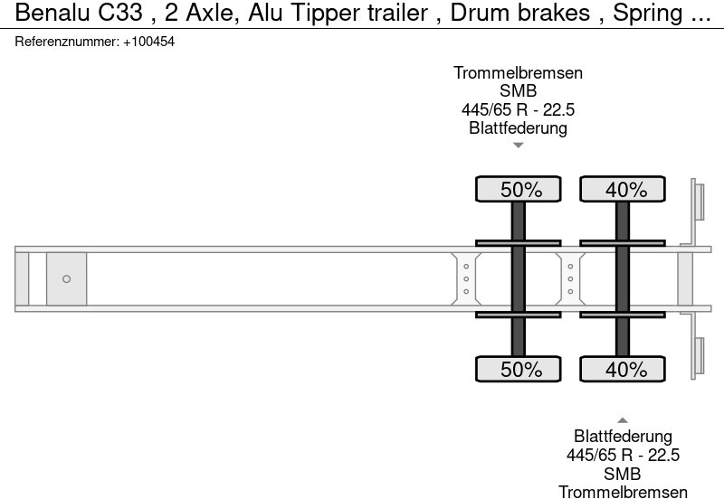 Semi-trailer jungkit Benalu C33 , 2 Axle, Alu Tipper trailer , Drum brakes , Spring suspension: gambar 13