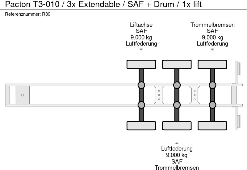 Semi-trailer pengangkut mobil Pacton T3-010 / 3x Extendable / SAF + Drum / 1x lift: gambar 9