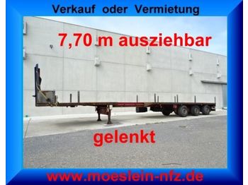 Doll 3 Achs Tele  Auflieger, ausziehbar 21,30 m, gele  - Semi-trailer flatbed