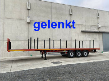 Möslein  3 Achs Plattform Auflieger, gelenkt, Rungen-- N  - Semi-trailer flatbed