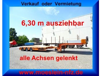Möslein 3 Achs Tele  Tieflader, ausziehbar 6,3 m, hydr.  - Semi-trailer low bed