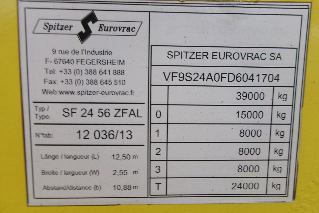 Semi-trailer tangki untuk pengangkutan makanan Spitzer Powder tank alu 56 m3 / 1 comp (food grade): gambar 45