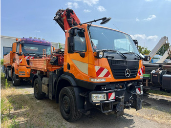 Truk jungkit, Truk derek MERCEDES-BENZ Unimog U20 2-Achs Allradkipper Kran Palfinger Kran: gambar 5