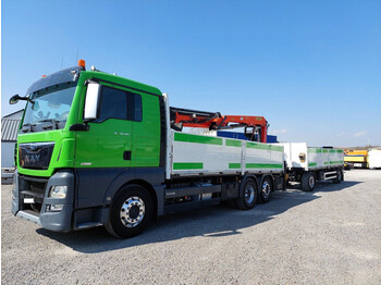 Truk flatbed, Truk derek MAN TGX 26.520 Baustoff-LKW Palfinger 20001L Palettengabel: gambar 1