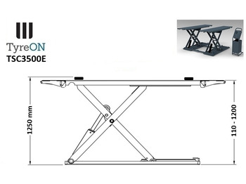 Peralatan bengkel TSC3500E mobile midrise car scissor lift with electrical release - Capacity 3,5T - Lifting height 125 cm - 230V - Graphite gray: gambar 5 Peralatan bengkel TSC3500E mobile midrise car scissor lift with electrical release - Capacity 3,5T - Lifting height 125 cm - 230V - Graphite gray: gambar 5