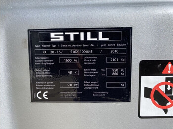 Forklift listrik Still RX 20-16 1.6 ton Duplex Freelift Sideshift Elektra Heftruck: gambar 4