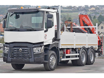 Truk derek, Truk flatbed Renault C 380*PRITSCHE 5,45m*FASSI F175A.0.22+ FUNK/6x4: gambar 4