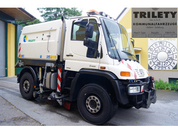 Penyapu jalan MERCEDES-BENZ Unimog U400 + TRILETY Kehrmaschine/TÜV/EUR4/Leistungshydraulik: gambar 2