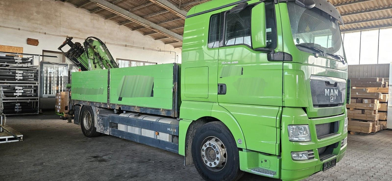 MAN TGX 18.400 4x2 Pritsche Kran Atlas 190.2E-A2 - Truk flatbed, Truk derek: gambar 1 MAN TGX 18.400 4x2 Pritsche Kran Atlas 190.2E-A2 - Truk flatbed, Truk derek: gambar 1