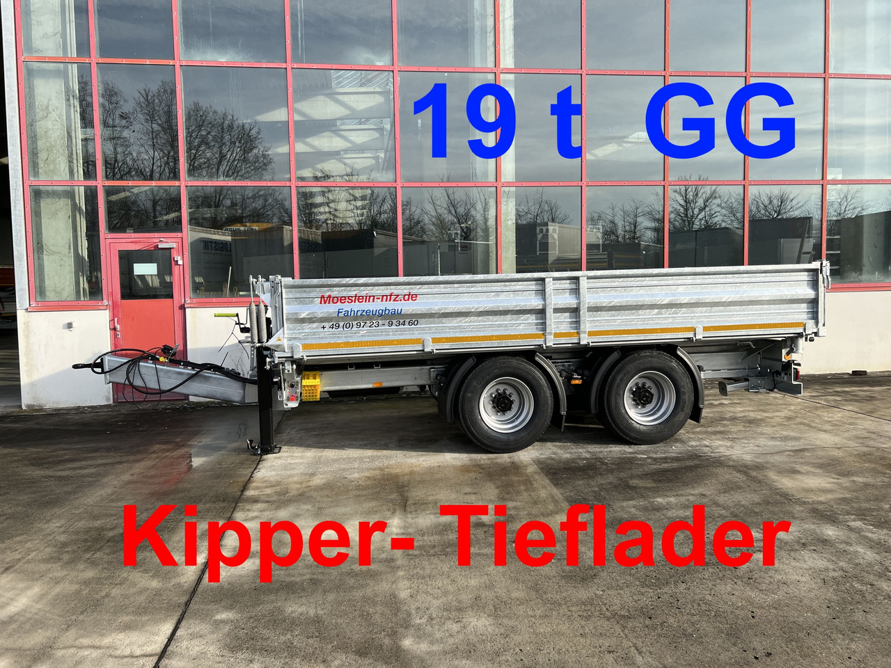 Möslein TTD 19 B 19 t Tandemkipper- Tieflader, Breitbereifung - Trailer jungkit: gambar 1 Möslein TTD 19 B 19 t Tandemkipper- Tieflader, Breitbereifung - Trailer jungkit: gambar 1