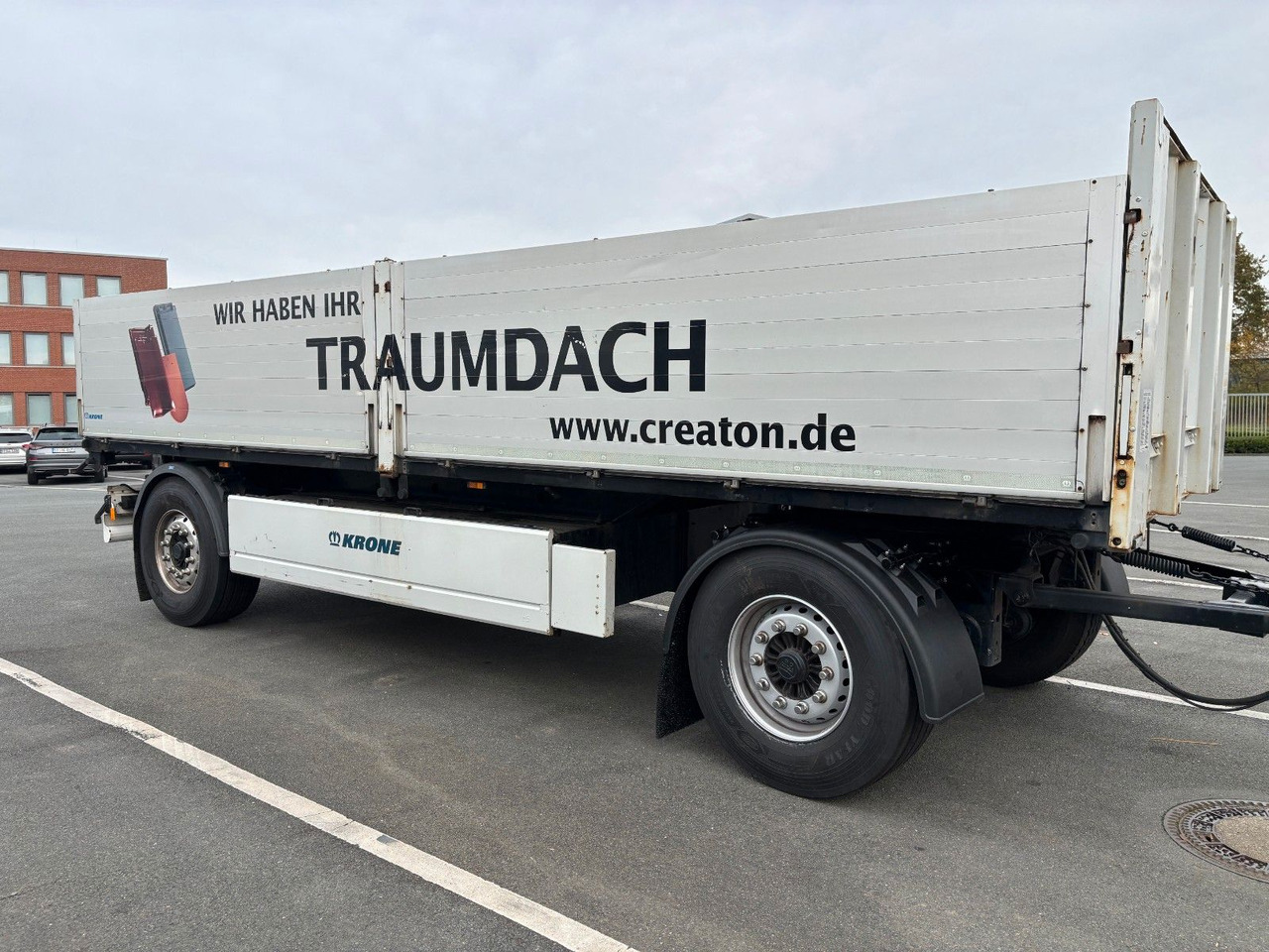 Krone AZ18 + Palettenkasten - Trailer flatbed: gambar 1 Krone AZ18 + Palettenkasten - Trailer flatbed: gambar 1