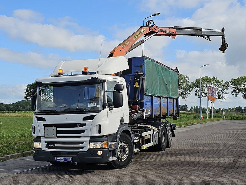 Scania P410 HOOK + BOX + CRANE - Hook lift, Truk derek: gambar 2 Scania P410 HOOK + BOX + CRANE - Hook lift, Truk derek: gambar 2