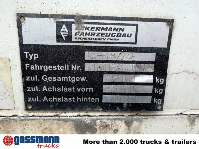 Ackermann Ackermann, Oschersl. KA-F 18/74E mit LBW MBB, - Trailer kotak tertutup: gambar 5 Ackermann Ackermann, Oschersl. KA-F 18/74E mit LBW MBB, - Trailer kotak tertutup: gambar 5