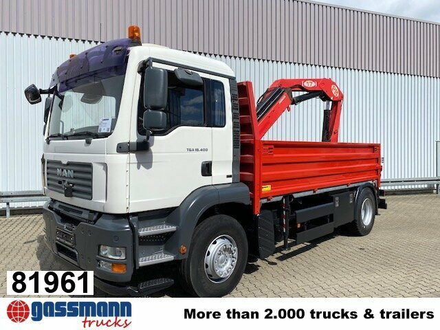 MAN TGA 18.400 4x2 BL Pritsche Heckkran PM17523 - Truk flatbed, Truk derek: gambar 1 MAN TGA 18.400 4x2 BL Pritsche Heckkran PM17523 - Truk flatbed, Truk derek: gambar 1