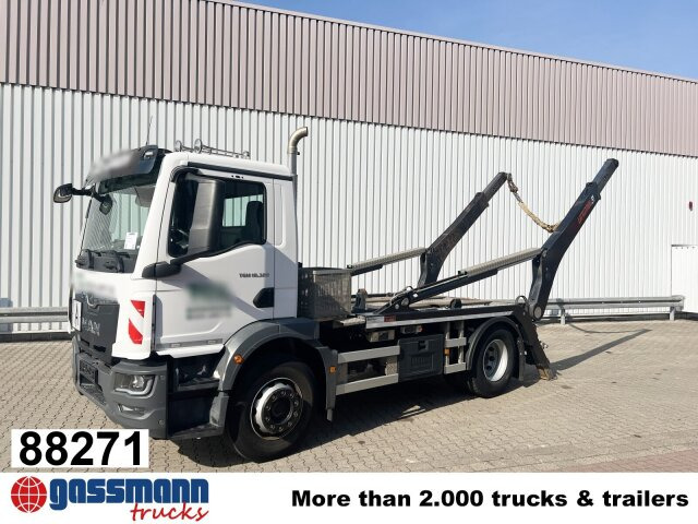 MAN TGM 18.320 4x2 BL, Hiab Tele-Absetzanlage, Funk - Truk skip loader: gambar 1 MAN TGM 18.320 4x2 BL, Hiab Tele-Absetzanlage, Funk - Truk skip loader: gambar 1