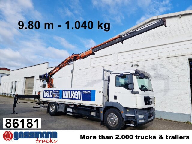 MAN TGM 18.340 4x2 BL, Atlas Ladekran 135.2 V, 9.8m - Truk flatbed, Truk derek: gambar 1 MAN TGM 18.340 4x2 BL, Atlas Ladekran 135.2 V, 9.8m - Truk flatbed, Truk derek: gambar 1