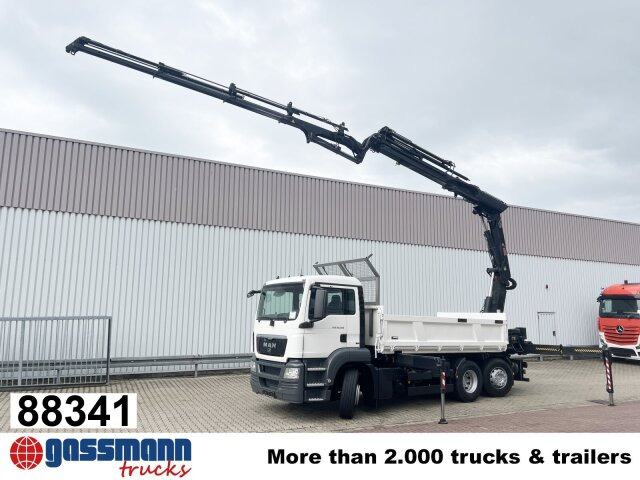 MAN TGS 26.360 6x2-4 BL, 2-Seiten-Kipper, Heckkran - Truk jungkit, Truk derek: gambar 1 MAN TGS 26.360 6x2-4 BL, 2-Seiten-Kipper, Heckkran - Truk jungkit, Truk derek: gambar 1
