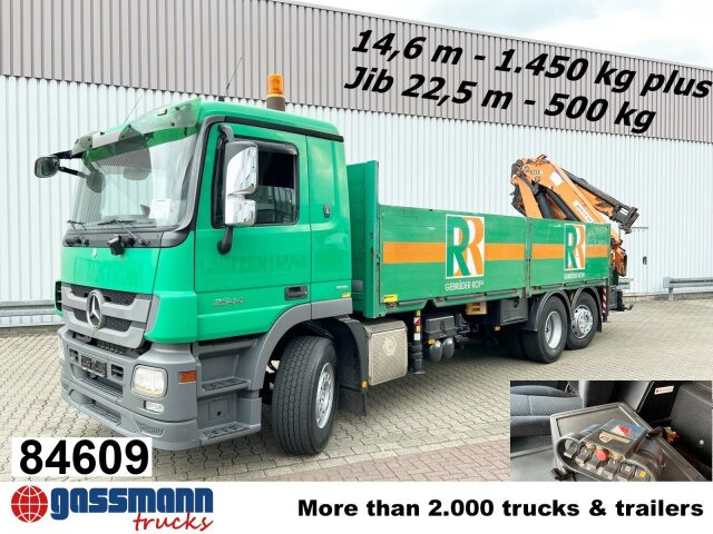 Mercedes-Benz Actros 2544 L 6x2, Retarder, Lenkachse, Heckkran - Truk flatbed, Truk derek: gambar 1 Mercedes-Benz Actros 2544 L 6x2, Retarder, Lenkachse, Heckkran - Truk flatbed, Truk derek: gambar 1