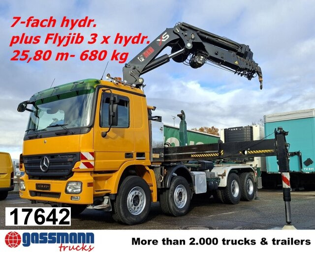 Mercedes-Benz Actros 4146 K 8x4/4, Retarder, Kran Hiab XS 477 - Hook lift, Truk derek: gambar 1 Mercedes-Benz Actros 4146 K 8x4/4, Retarder, Kran Hiab XS 477 - Hook lift, Truk derek: gambar 1