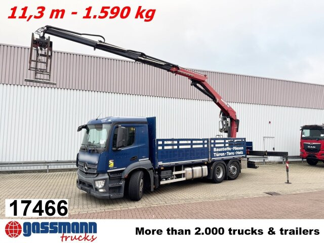 Mercedes-Benz Antos 2540 L 6x2, Lenkachse, HMF 2110-L3 - Truk flatbed, Truk derek: gambar 1 Mercedes-Benz Antos 2540 L 6x2, Lenkachse, HMF 2110-L3 - Truk flatbed, Truk derek: gambar 1