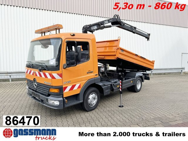 Mercedes-Benz Atego 815 K 4x2 mit Kran Hiab 055 B-1 CL - Truk jungkit, Truk derek: gambar 1 Mercedes-Benz Atego 815 K 4x2 mit Kran Hiab 055 B-1 CL - Truk jungkit, Truk derek: gambar 1