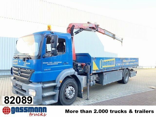 Mercedes-Benz Axor 1828 L 4x2 mit Kran Palfinger PK 9501, Funk - Truk flatbed, Truk derek: gambar 1 Mercedes-Benz Axor 1828 L 4x2 mit Kran Palfinger PK 9501, Funk - Truk flatbed, Truk derek: gambar 1