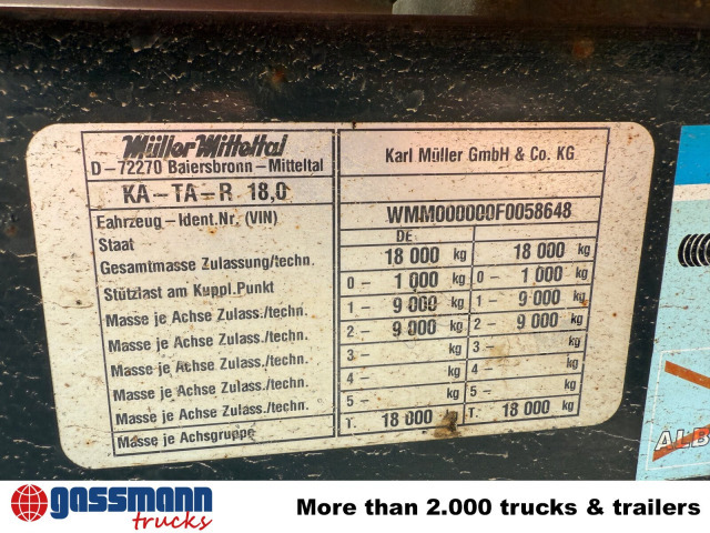 Müller-Mitteltal KA-TA-R 18.0, Alu-Bordwände, ca. 10m³ - Trailer jungkit: gambar 2 Müller-Mitteltal KA-TA-R 18.0, Alu-Bordwände, ca. 10m³ - Trailer jungkit: gambar 2