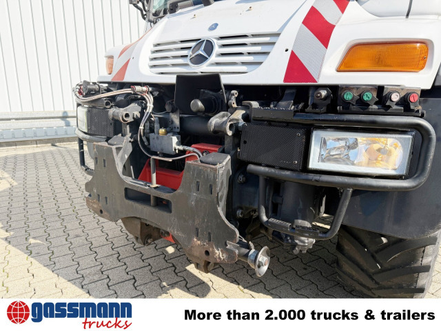 Truk flatbed, Truk derek Unimog U400 4x4, Frontzapfwelle, Heckkran Hiab XS: gambar 10