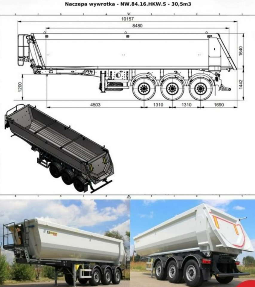 Semi-trailer jungkit Zasław D-653A Mulda Stalowa Hardox 30m: gambar 28