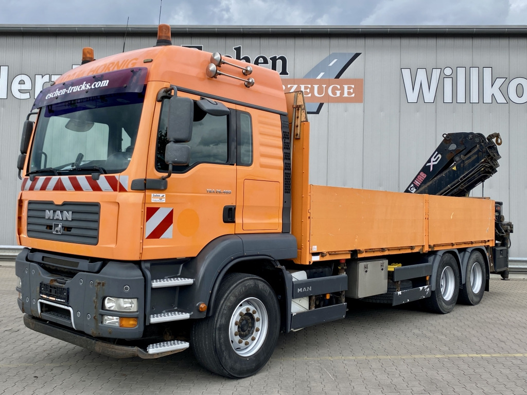 MAN TGA 26.480 6x4 BL / HIAB 377 EP-4 Faltkran - Truk flatbed, Truk derek: gambar 1 MAN TGA 26.480 6x4 BL / HIAB 377 EP-4 Faltkran - Truk flatbed, Truk derek: gambar 1