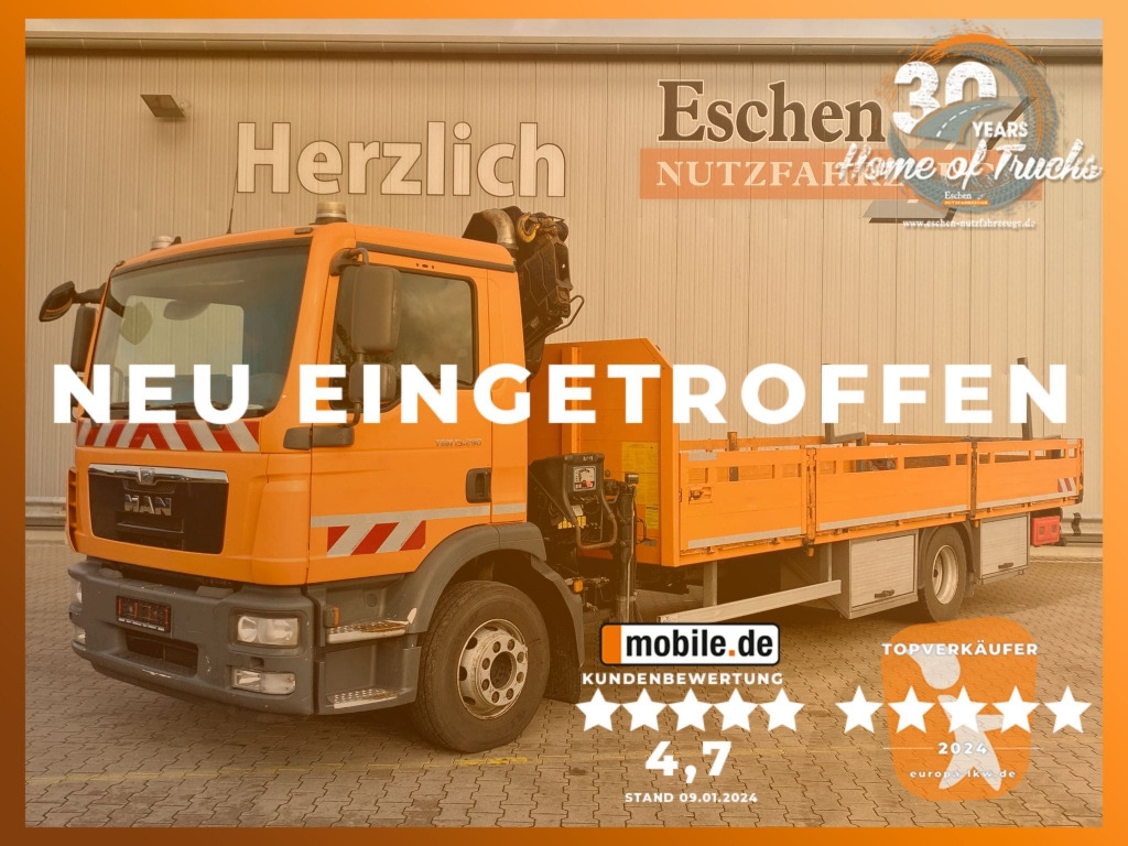 MAN TGM 15.290 4x2 BL / HIAB Faltkran - Truk flatbed, Truk derek: gambar 1 MAN TGM 15.290 4x2 BL / HIAB Faltkran - Truk flatbed, Truk derek: gambar 1