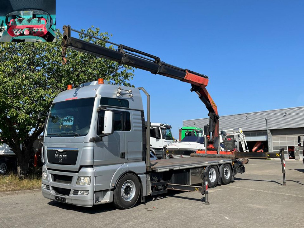 MAN MAN TG-X Pritsche Heckkran 26.400 6x2 Palfinger 34002 - Truk flatbed, Truk derek: gambar 1 MAN MAN TG-X Pritsche Heckkran 26.400 6x2 Palfinger 34002 - Truk flatbed, Truk derek: gambar 1
