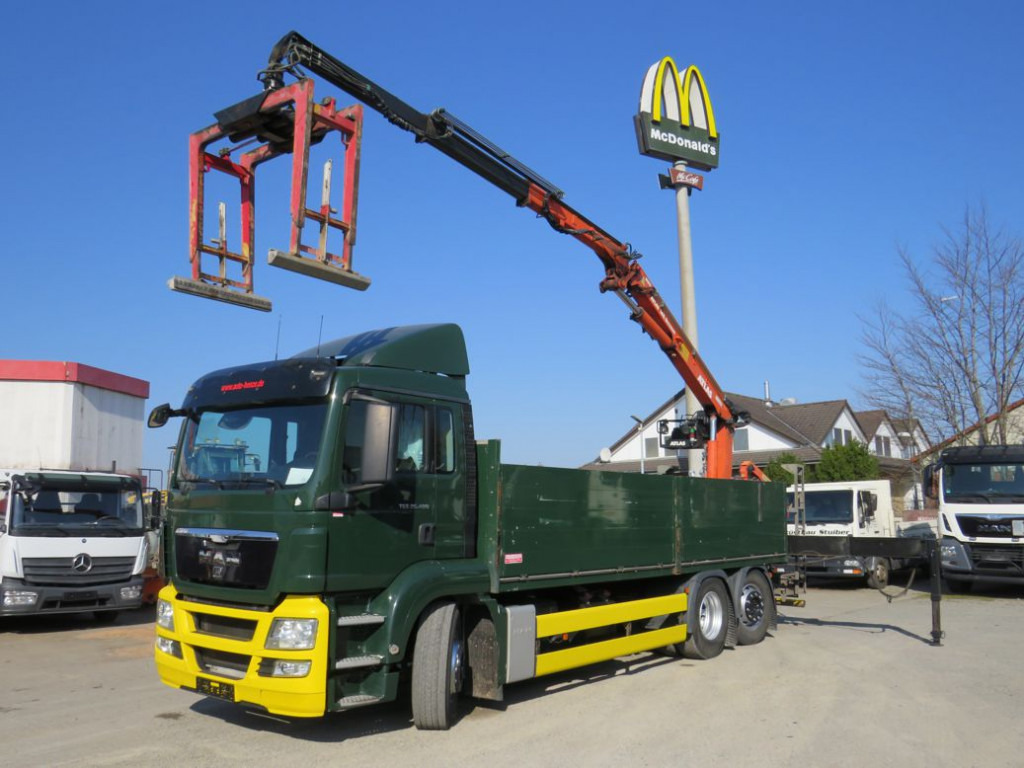 MAN TG-S 26.400 6x2-2 BL Pritsche Heckkran Atlas 165.2 - Truk flatbed, Truk derek: gambar 1 MAN TG-S 26.400 6x2-2 BL Pritsche Heckkran Atlas 165.2 - Truk flatbed, Truk derek: gambar 1