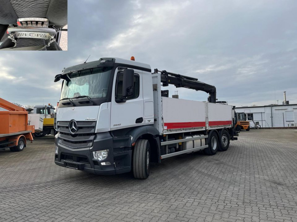 Mercedes-Benz Antos Pritsche Heckkran 2542 6x2 Hiab XS 177 Funk+Zange - Truk flatbed, Truk derek: gambar 1 Mercedes-Benz Antos Pritsche Heckkran 2542 6x2 Hiab XS 177 Funk+Zange - Truk flatbed, Truk derek: gambar 1