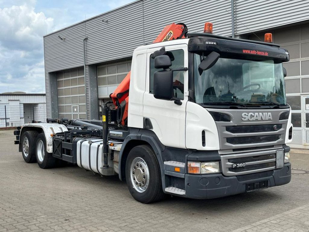 Scania P 360 6x2 Abrollkipper mit Kran Lift/Lenkachse Scania P 360 6x2 Abrollkipper mit Kran Lift/Lenkachse - Hook lift, Truk derek: gambar 2 Scania P 360 6x2 Abrollkipper mit Kran Lift/Lenkachse Scania P 360 6x2 Abrollkipper mit Kran Lift/Lenkachse - Hook lift, Truk derek: gambar 2