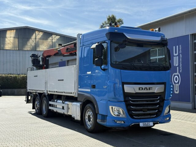 DAF XF 480 Pritsche Kran Plafinger 21000L - Truk flatbed, Truk derek: gambar 1 DAF XF 480 Pritsche Kran Plafinger 21000L - Truk flatbed, Truk derek: gambar 1