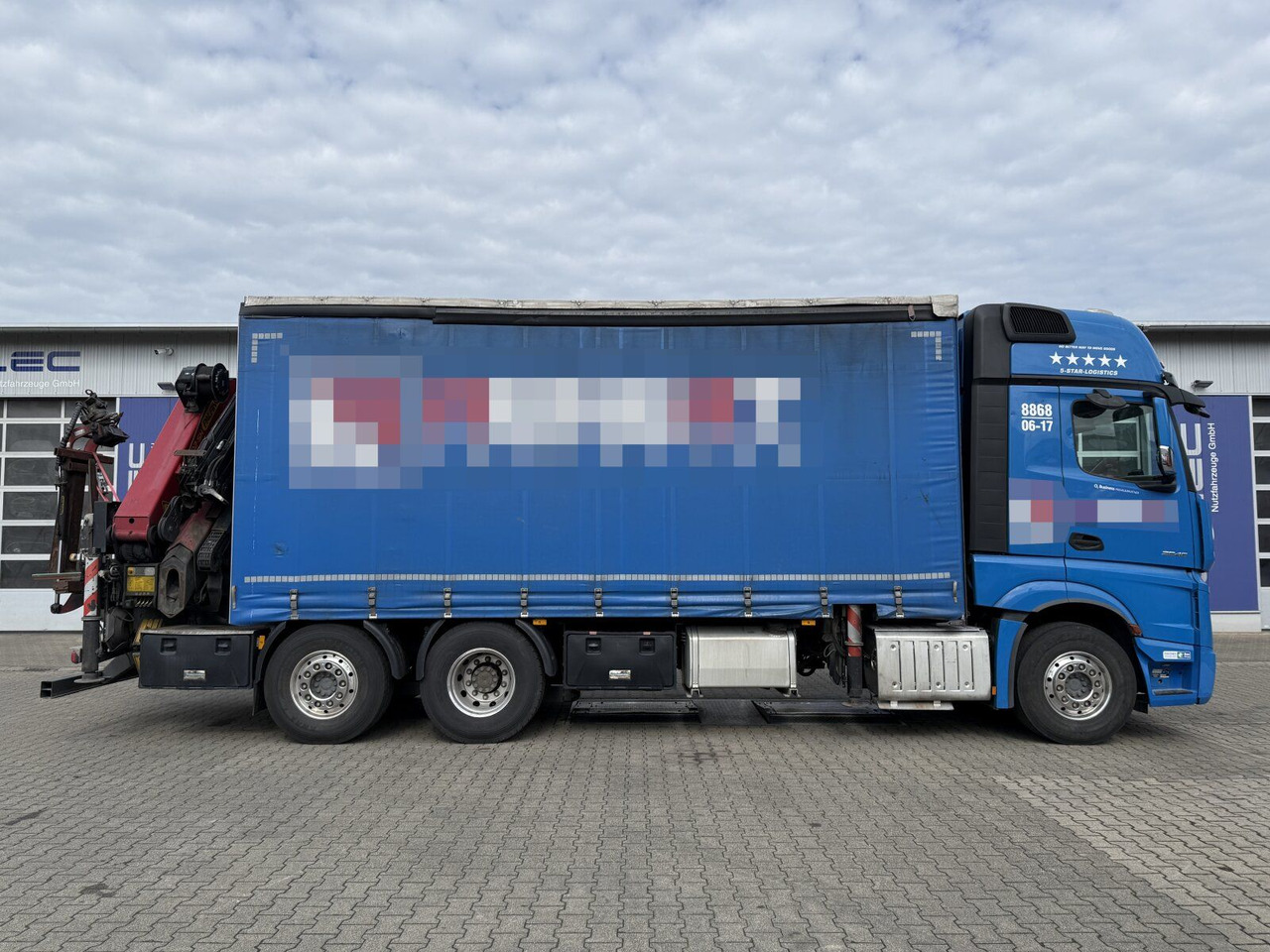 Mercedes-Benz Actros 6x2 Pritsche Kran Palfinger PK34002 + JIB - Truk dengan terpal samping, Truk derek: gambar 2 Mercedes-Benz Actros 6x2 Pritsche Kran Palfinger PK34002 + JIB - Truk dengan terpal samping, Truk derek: gambar 2