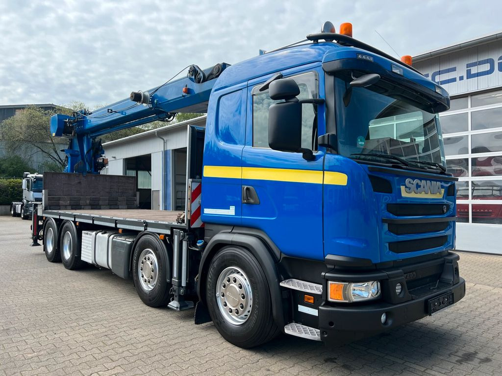 Scania G490 8x4 Dachdecker Montagekran MKG - 21,6 m - Truk flatbed, Truk derek: gambar 1 Scania G490 8x4 Dachdecker Montagekran MKG - 21,6 m - Truk flatbed, Truk derek: gambar 1