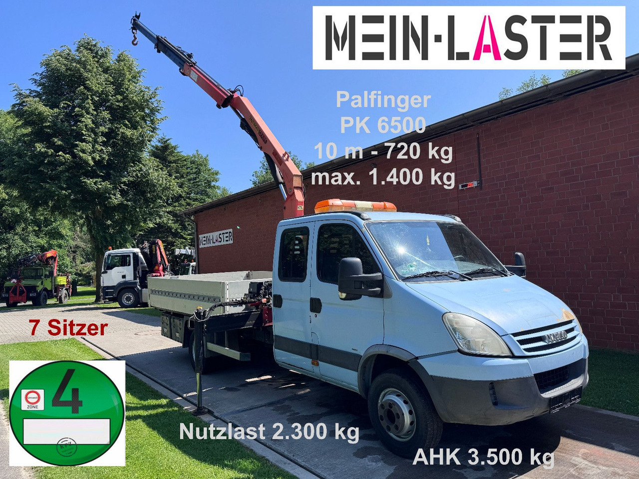 Iveco 65C180 3.0d Palfinger PK 6500 7 Sitzer NL 2300kg - Van flatbed, Van kombi: gambar 1 Iveco 65C180 3.0d Palfinger PK 6500 7 Sitzer NL 2300kg - Van flatbed, Van kombi: gambar 1