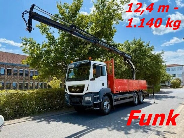 MAN TGS 33.400/6x4 BB/45 TGS 33.400/6x4 BB/45, Heckkran PK 18002 EH-D Funk - Truk derek, Truk flatbed: gambar 1 MAN TGS 33.400/6x4 BB/45 TGS 33.400/6x4 BB/45, Heckkran PK 18002 EH-D Funk - Truk derek, Truk flatbed: gambar 1
