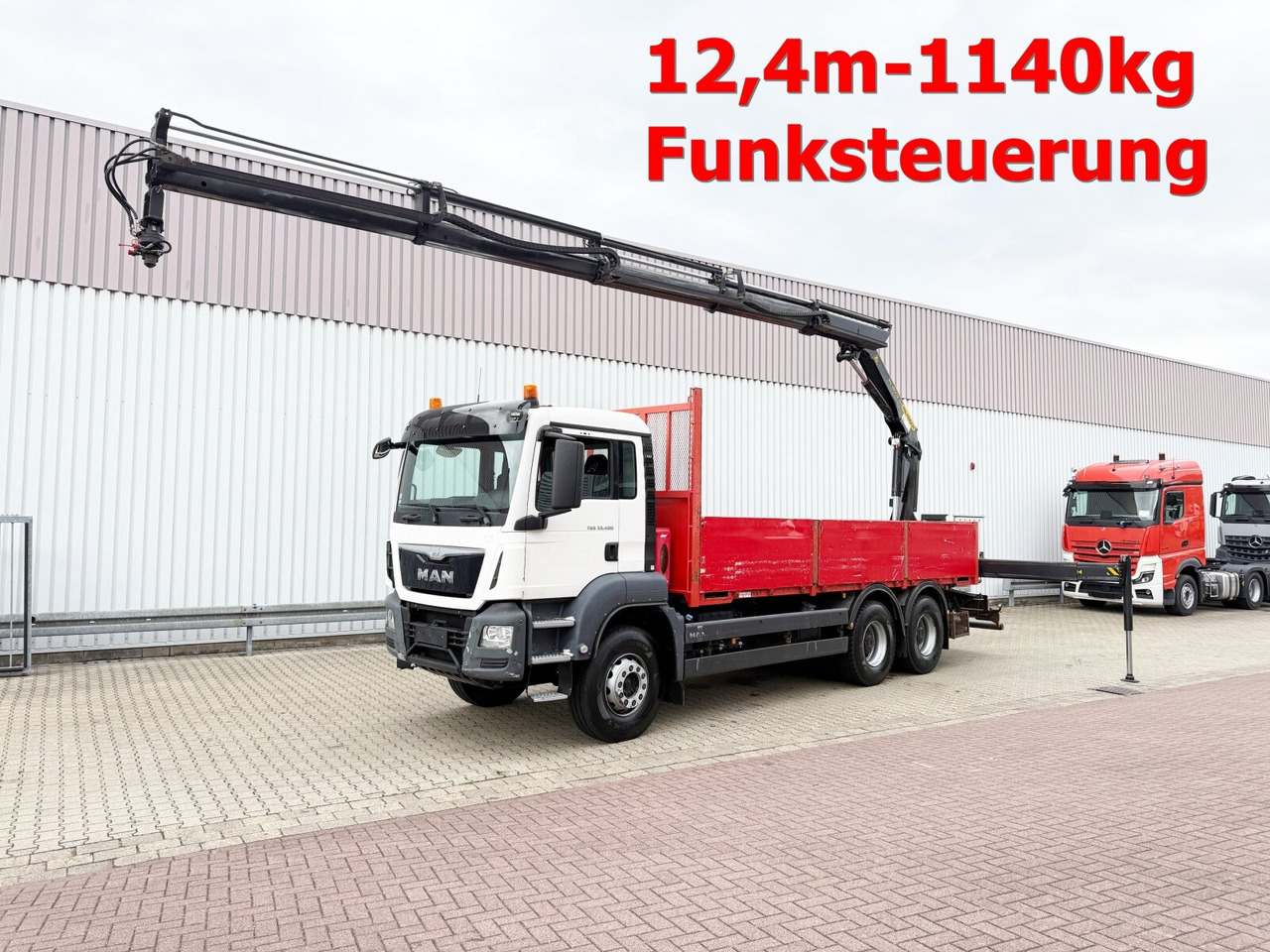 MAN TGS 33.400 6x4 BB TGS 33.400 6x4 BB, Navi, Heckkran PK18002-EH C, Funk - Truk derek, Truk flatbed: gambar 1 MAN TGS 33.400 6x4 BB TGS 33.400 6x4 BB, Navi, Heckkran PK18002-EH C, Funk - Truk derek, Truk flatbed: gambar 1