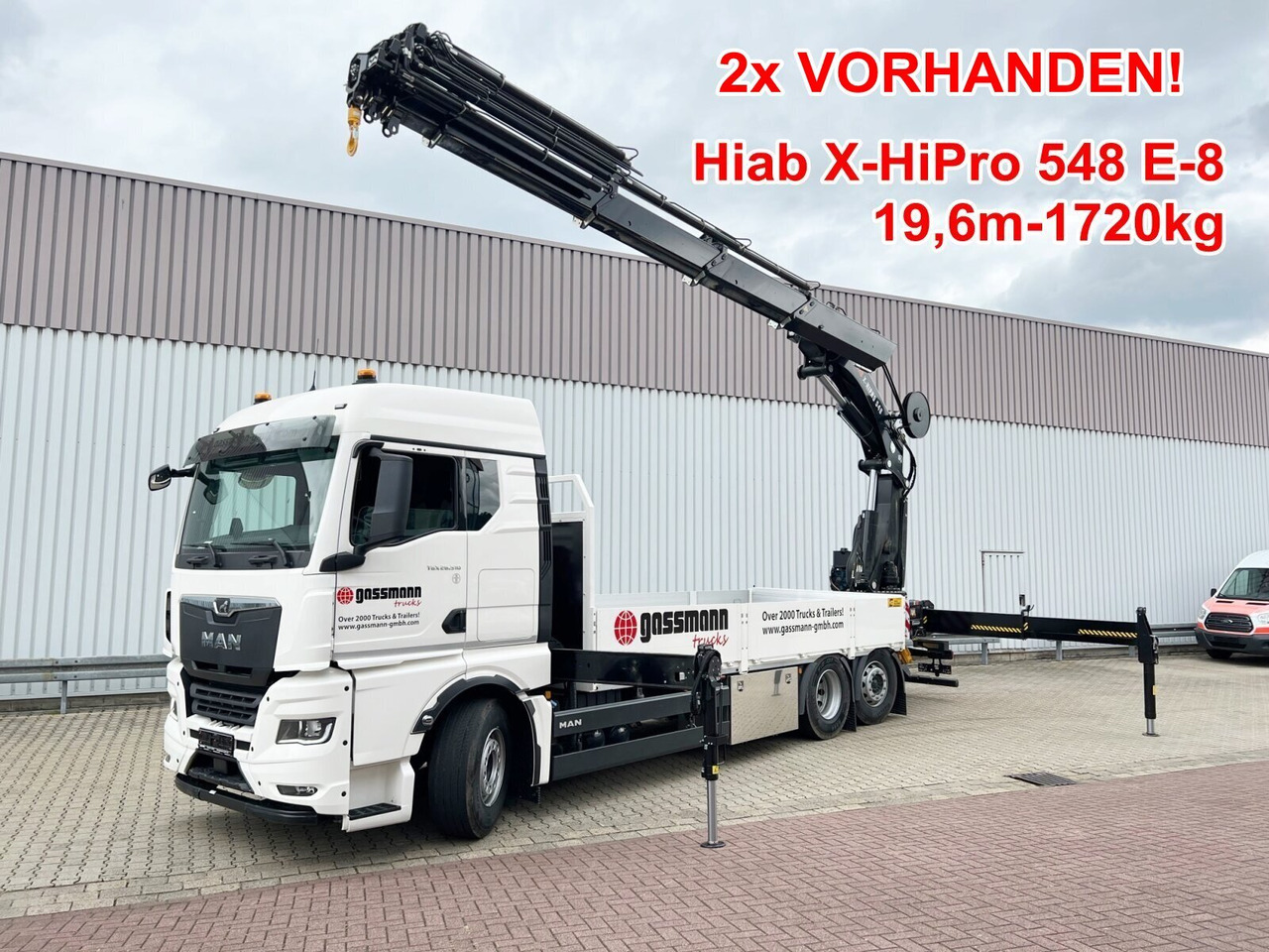 MAN TGX 26.510 6x2-4 LL CH TGX 26.510 6x2-4 LL, Kran Hiab X-HiPro 548 E-8, Lenk-/Liftachse, TwistLock 20Fuß, Funk, Retarder - Truk derek, Truk flatbed: gambar 1 MAN TGX 26.510 6x2-4 LL CH TGX 26.510 6x2-4 LL, Kran Hiab X-HiPro 548 E-8, Lenk-/Liftachse, TwistLock 20Fuß, Funk, Retarder - Truk derek, Truk flatbed: gambar 1