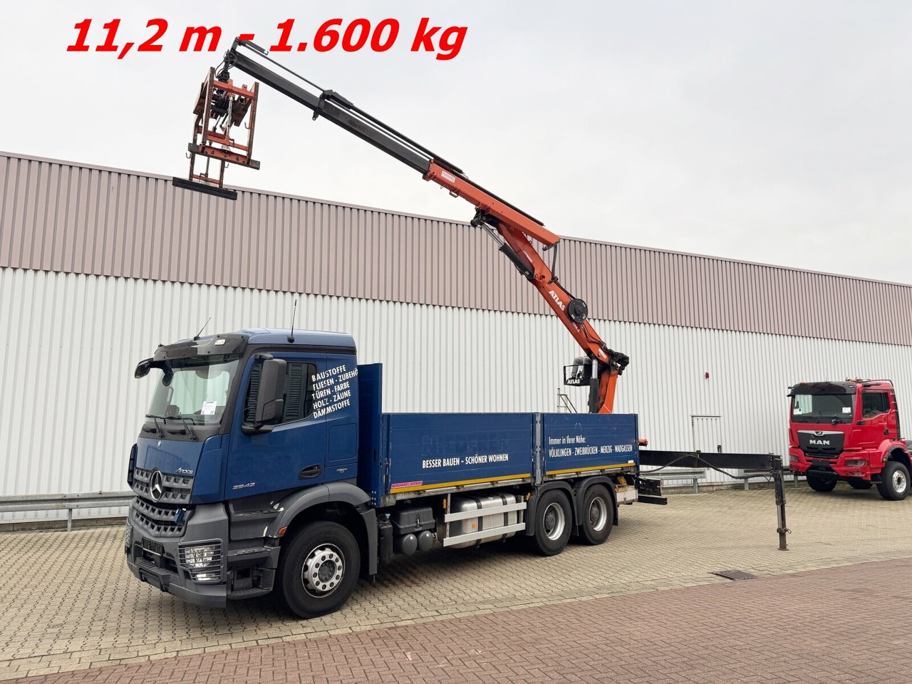 Mercedes-Benz Arocs 2642 6x4 Arocs 2642 6x4 mit Heckkran Atlas AK 186.3 V-2 - Truk derek, Truk flatbed: gambar 1 Mercedes-Benz Arocs 2642 6x4 Arocs 2642 6x4 mit Heckkran Atlas AK 186.3 V-2 - Truk derek, Truk flatbed: gambar 1