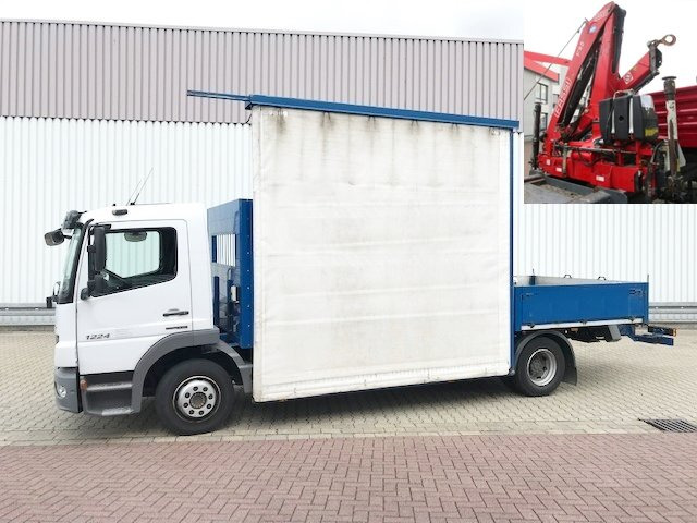Mercedes-Benz Atego 1224 L 4x2 Atego 1224 L 4x2 Glastransporter, gegen Aufpreis Heckkran Fassi F95A21 - Truk flatbed, Truk derek: gambar 1 Mercedes-Benz Atego 1224 L 4x2 Atego 1224 L 4x2 Glastransporter, gegen Aufpreis Heckkran Fassi F95A21 - Truk flatbed, Truk derek: gambar 1