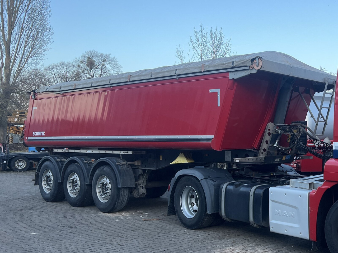 Schmitz Cargobull SKI 24 SL 7.2 SKI 24 SL 7.2, Alumulde ca. 24m³, Liftachse, E-Verdeck, Funk - Semi-trailer: gambar 1 Schmitz Cargobull SKI 24 SL 7.2 SKI 24 SL 7.2, Alumulde ca. 24m³, Liftachse, E-Verdeck, Funk - Semi-trailer: gambar 1