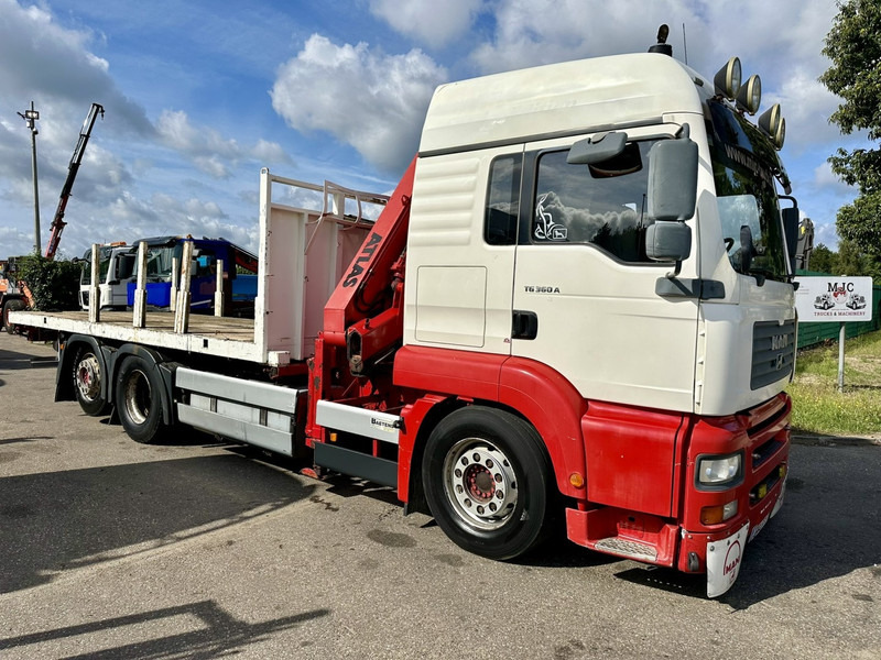 MAN TG 360 A 6x2 + KRAN ATLAS 100.1 A3 - PLATFORM 5m80 - E3 - LIFT-AXLE - FULL AIR SUSPENSION - ZF AS TRONIC - BE TRUCK - Truk flatbed, Truk derek: gambar 1 MAN TG 360 A 6x2 + KRAN ATLAS 100.1 A3 - PLATFORM 5m80 - E3 - LIFT-AXLE - FULL AIR SUSPENSION - ZF AS TRONIC - BE TRUCK - Truk flatbed, Truk derek: gambar 1